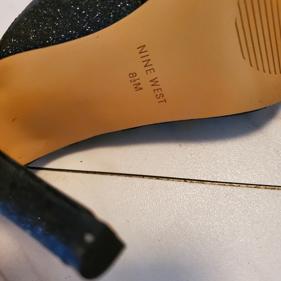 Nine West Black Glitter Evening Shoe S 8 1/2 - Picture 5 of 5